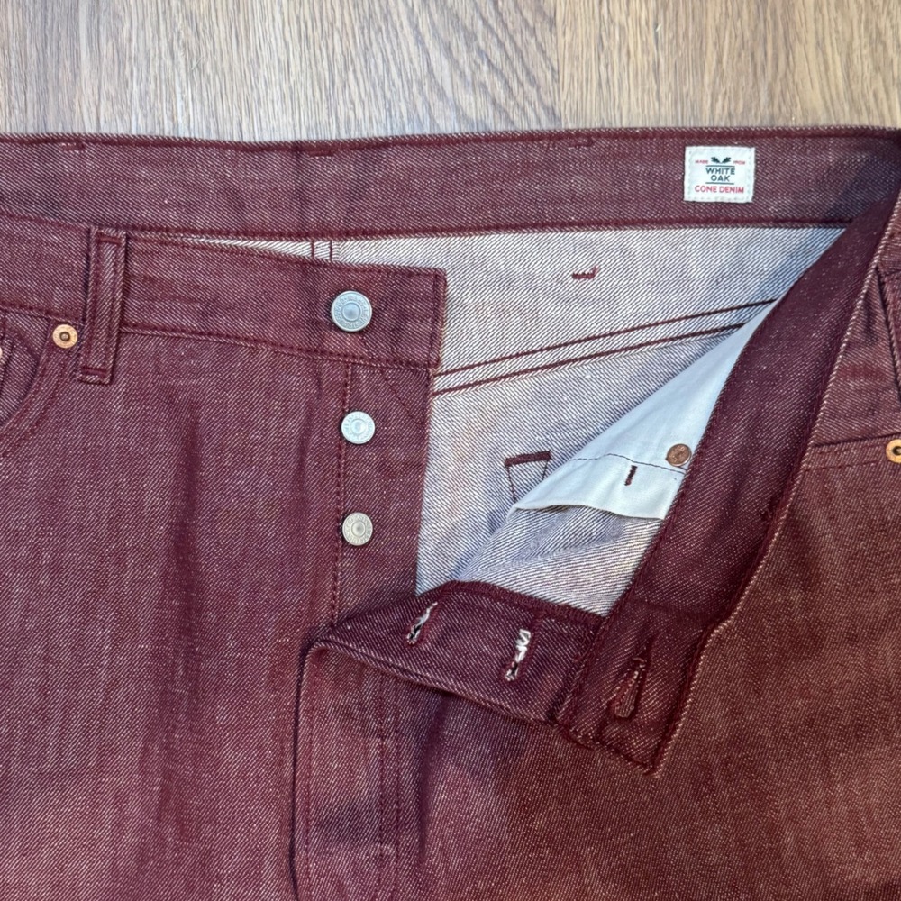 Men's Burgundy Levi's 501 Straight-Leg Jeans White Oak Cone Denim - Picture 2 of 6